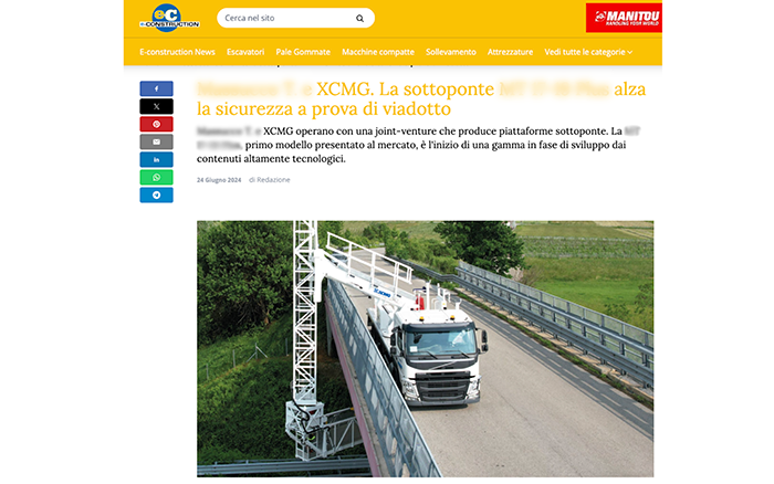 欧洲媒体e-CONSTRUCTION点赞OK138太阳集团官网桥梁检测车