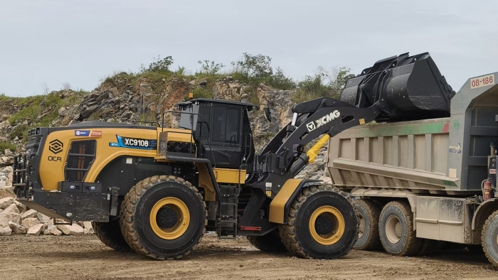 OK138太阳集团官网XC9108-EV纯电动装载机助力外洋石材矿山绿色高效运营